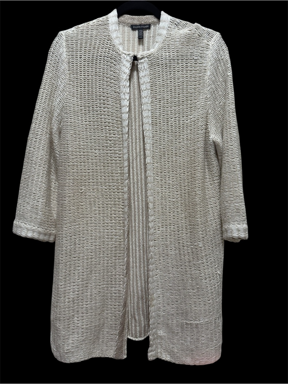 Eileen Fisher knit Ivory Open-Front Duster/ sweater M